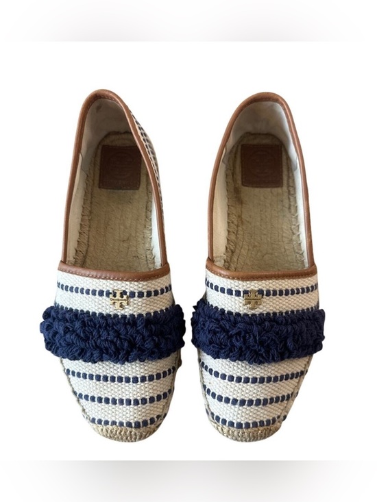 Tory Burch Shoes - Tory Burch Shaw Fringe Espadrilles Navy Cream Stripe 8